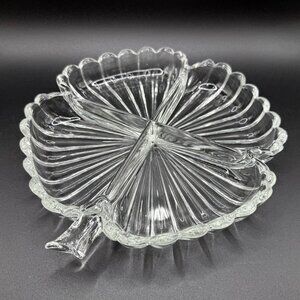 Vintage Heisey Glass Crystolite Leaf Relish Tray